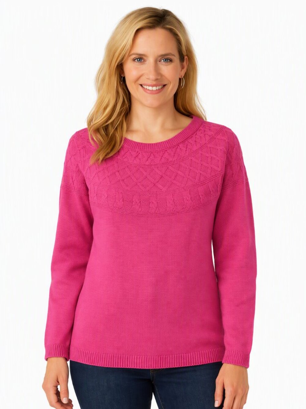 Talbots Fuchsia Cable Knit Sweater Medium Petite
